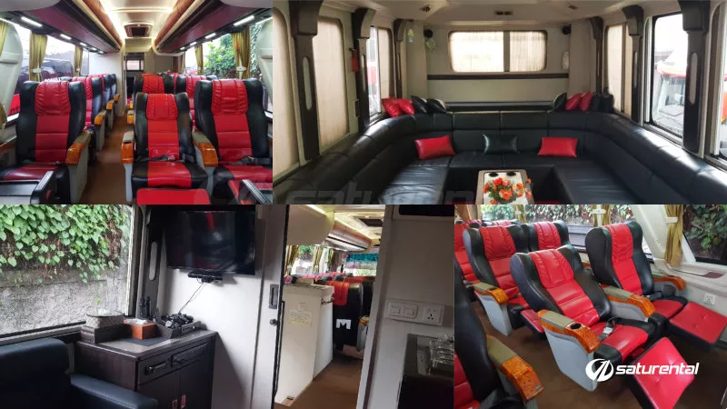 saturental – foto bus pariwisata manhattan luxury mewah interior dalam karaoke 12+6 seats d