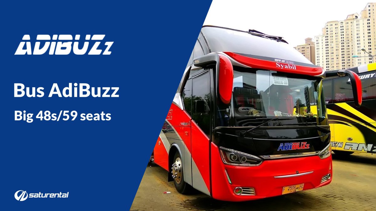 Info Lengkap Foto dan Harga Sewa Bus Pariwisata AdiBuzz - Saturental