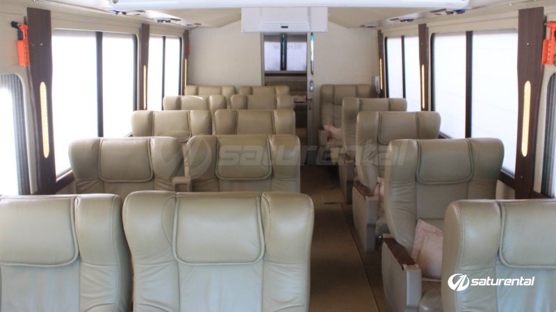saturental – sewa bus pariwisata luxury weha one white horse interior 15 seats b